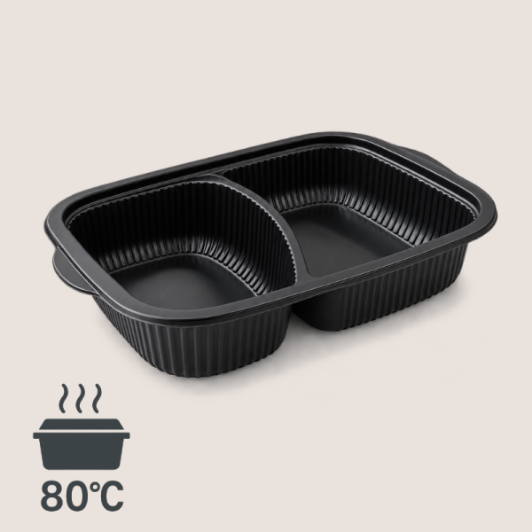 Khay đựng thực đơn bằng nhựa PP, 2 ngăn, kích thước 253x185x57mm, màu đen, 200 chiếc
