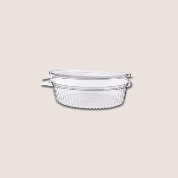 rPET Feinkostbecher mit Klappdeckel 250ml Transparent